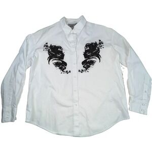 ASOS Women's Graphic Rorschach? Silhouette Face Print Oversized Cotton Shirt 4
